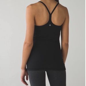 LULULEMON POWER Y TANK TOP 2 BLACK SHELF BRA